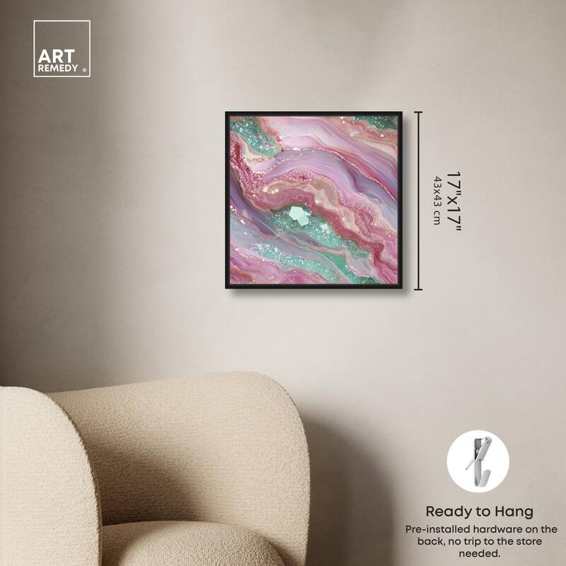 Pink and Mint Crystal II Canvas by Art Remedy