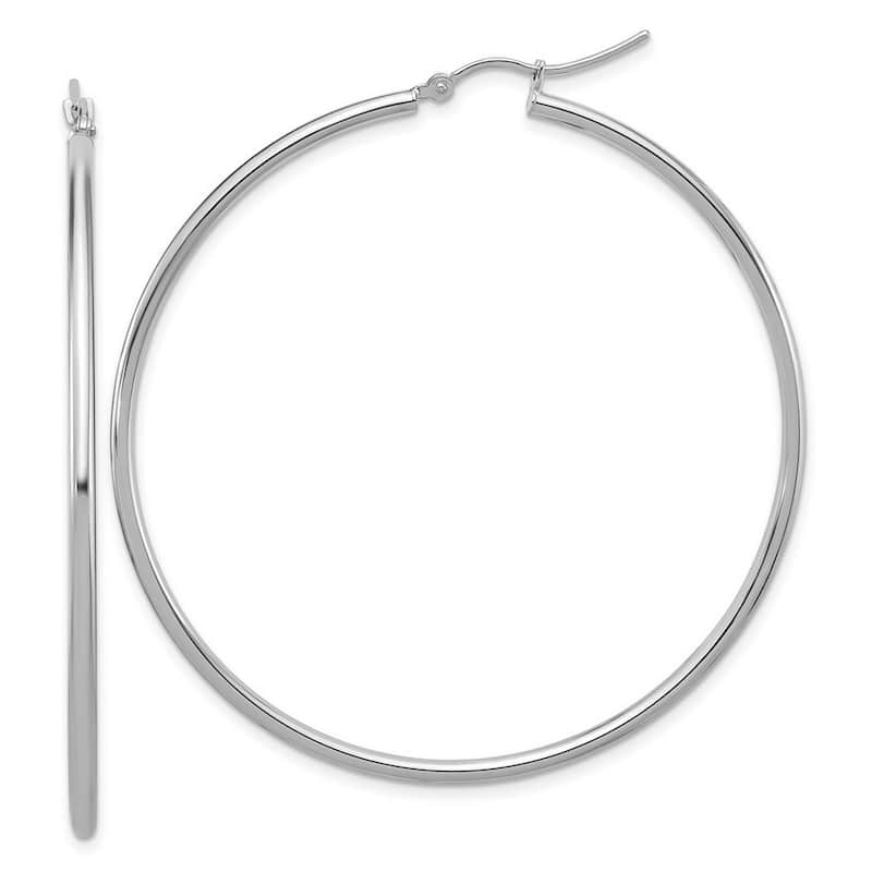 Curata 10k Yellow, White or Rose Gold 2mm Solid Polished Hoop Earrings