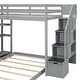 preview thumbnail 14 of 30, Twin Over Full Bunk Bed with 3-Layer Shelves, Drawers, Storage Stairs, Space-Saving, Multi-Functional Design, Grey