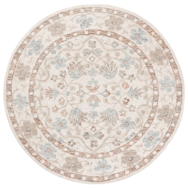 SAFAVIEH Handmade Metro Thais Wool Rug - 6' Round - Beige/Blue