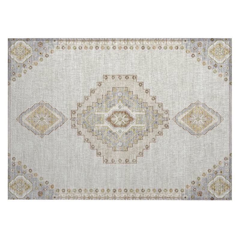 Machine Washable Indoor/ Outdoor Boho Traditional Chantille Rug
