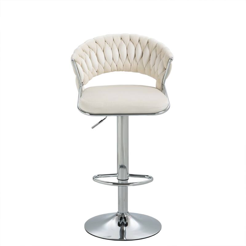 Set of 4 Modern Velvet Adjustable Bar Stools with Backs