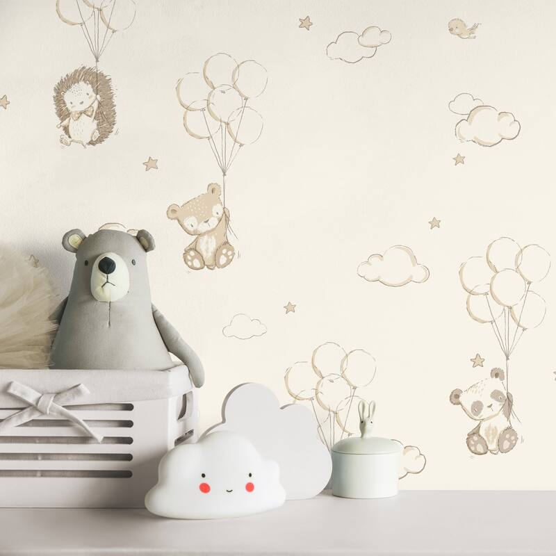 Advantage Floating Balloons Light Brown Animal Wallpaper