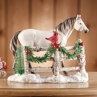 Majestic White Holiday Horse Tabletop Decoration - 10.000 x 8.400 x 4.500
