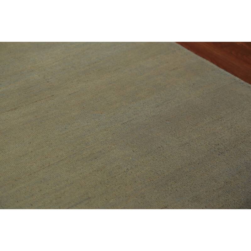 Green Gabbeh Modern Runner Rug Hand-Knotted Wool Carpet - 2'9" x 9'8"