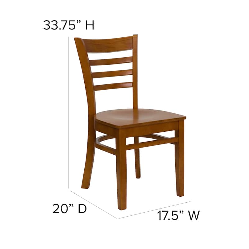 Ladder Back Wooden Restaurant Chair - 17.25"W x 20"D x 33.75"H