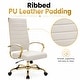 preview thumbnail 40 of 98, Benmar Ribbed Leather Executive High Back Office Chair with Gold Frame, Swivel, Tilt, Lumbar Support
