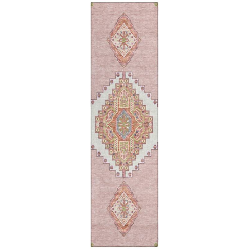 Machine Washable Indoor/ Outdoor Boho Traditional Chantille Rug