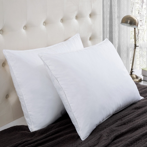 2 Pack Goose Feather and Down Bed Pillows for Side Back Sleepers