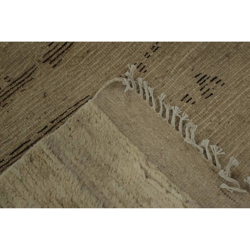 Hand Knotted Oriental 100% Wool Carpet Modern Abstract Beige & Ivories Moroccan Area Rug - 8' 2'' X 5' 3''
