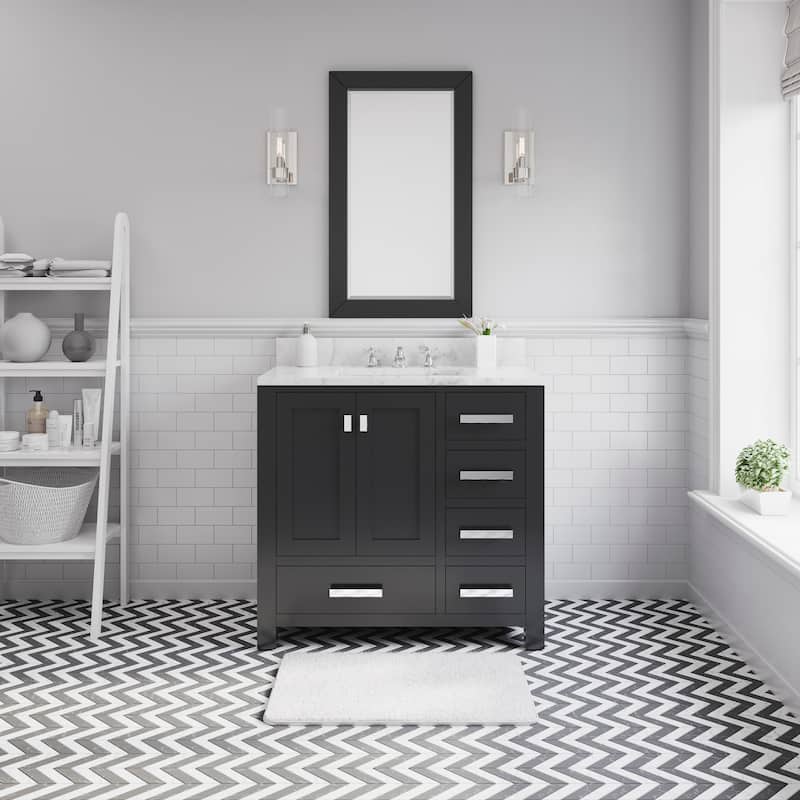 36 Inch Wide Dark Espresso Single Sink Bathroom Vanity From The Madison Collection - vanity with 1 mirror and 1 faucet