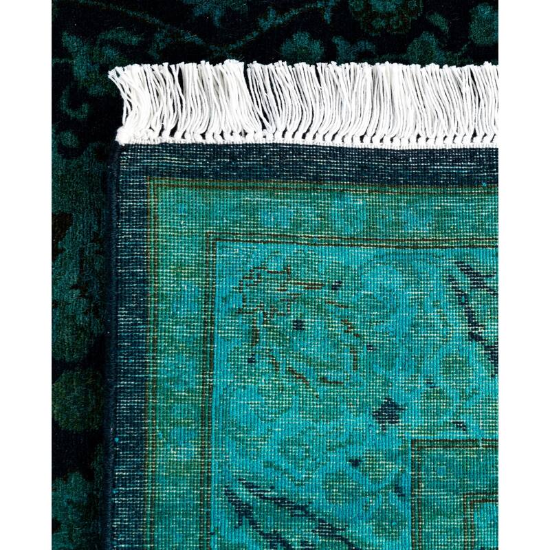 Overdyed One-of-a-Kind Hand-Knotted Area Rug - Green - 3' 2" x 12' 1"