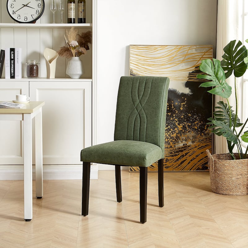 Javlergo Set of 2 High Back Dining Chairs PU Leather or Linen Upholstery Density Foam for Dining Room Kitchen Living Room