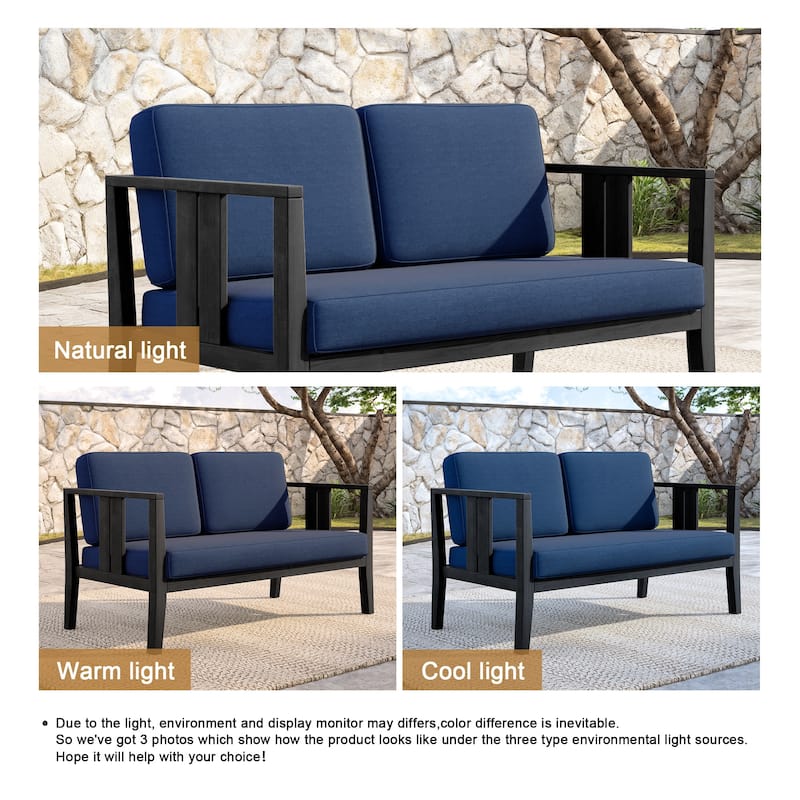 Outdoor Patio Wood Loveseat with Cushion