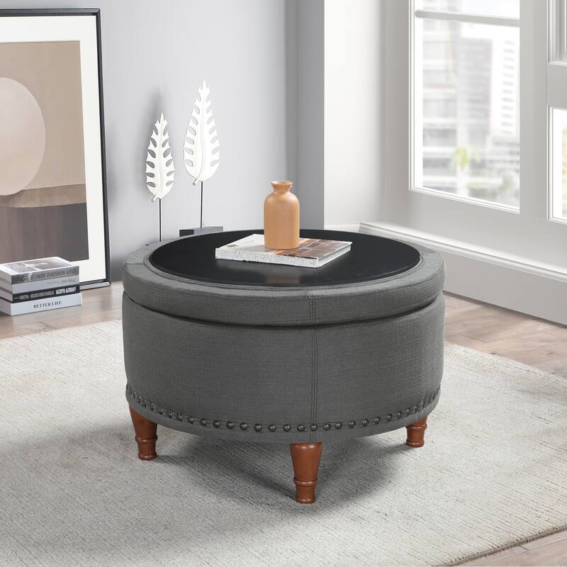 Gracewood Hollow Kuimba Storage Ottoman with Antique Nailheads