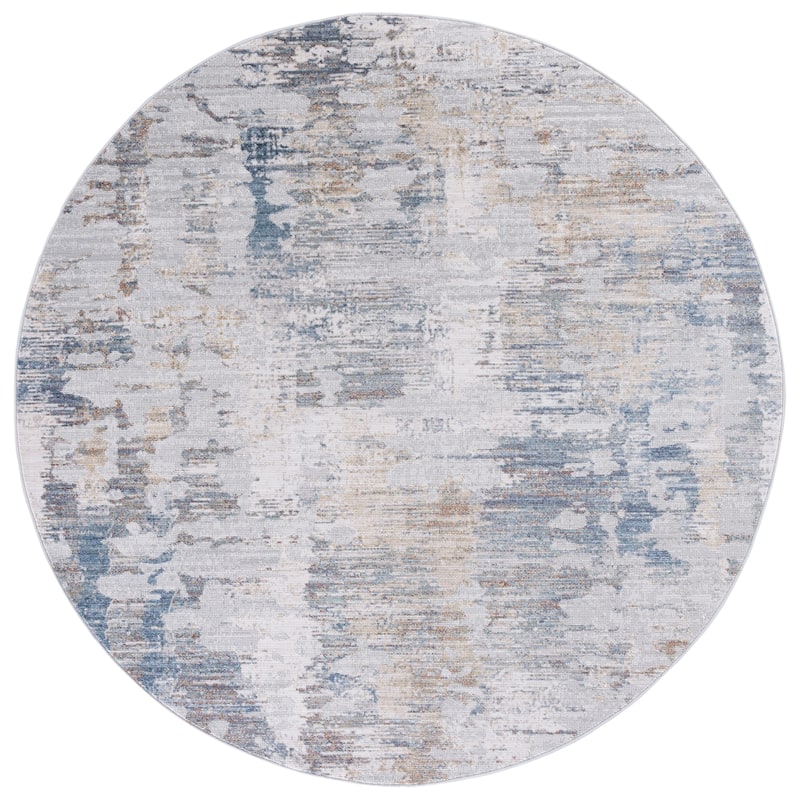 SAFAVIEH Elwood Ljuca Modern Abstract Rug - 6'5" Round - Ivory/Grey