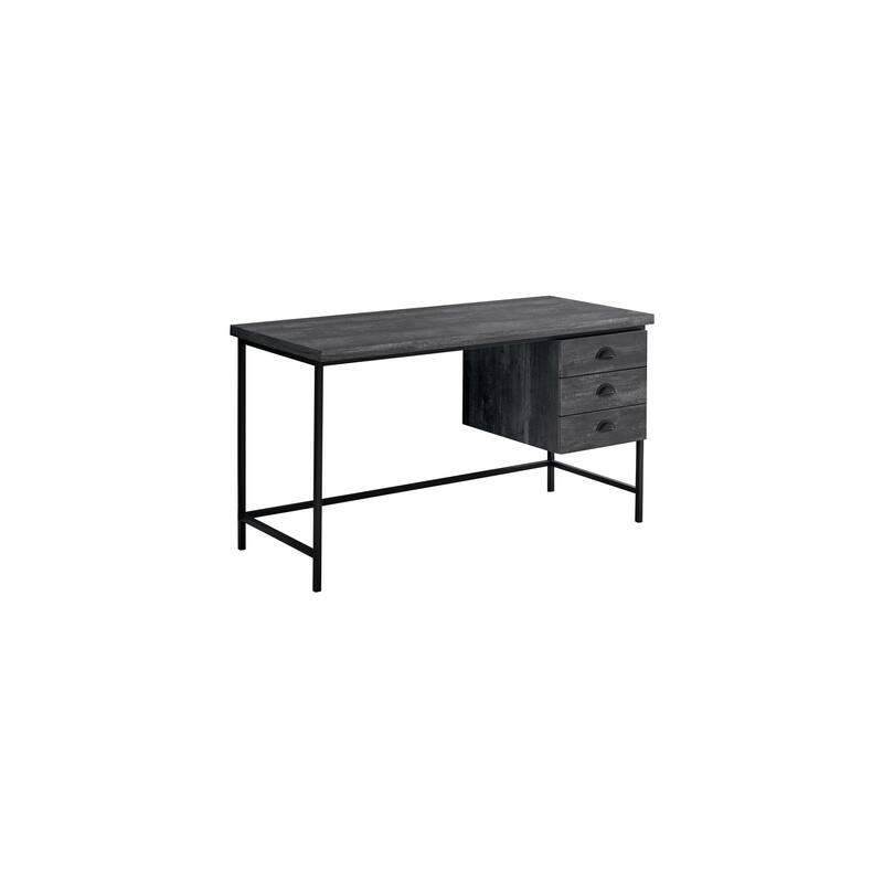 Black Wood-Look Computer Desk - 3 Drawers - Modern Laminate & Metal Design - 55" L