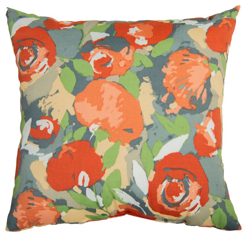 Rizzy Home Botanical Pattern Transitional Outdoor Throw Pillow - Gray/Multi-Color