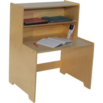 RRI Goods Home Workstation Office Desk with 2 Wooden Storage Shelves, Compact Study Reading Table Writing Desk