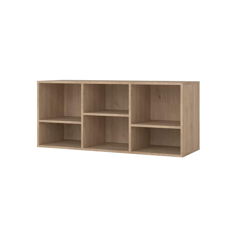 Porch & Den Hyper 6 Cubby Bench, Jackson Hickory