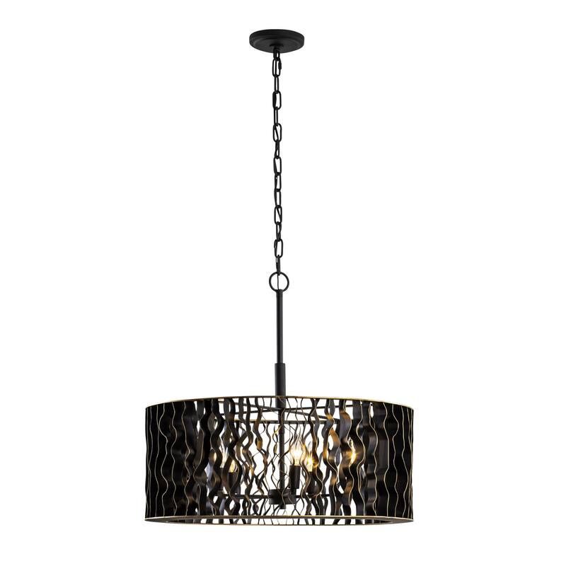 Varaluz Estela 5-Light Pendant - Matte Black/French Gold