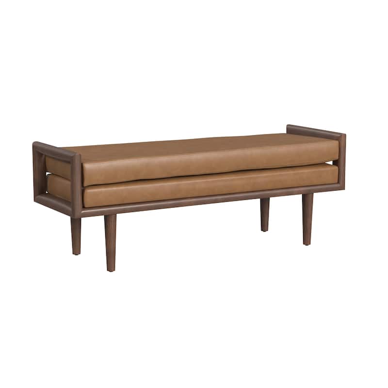 HomePop Upholstered Mid-Century Modern Wood Frame Upholstered Bench