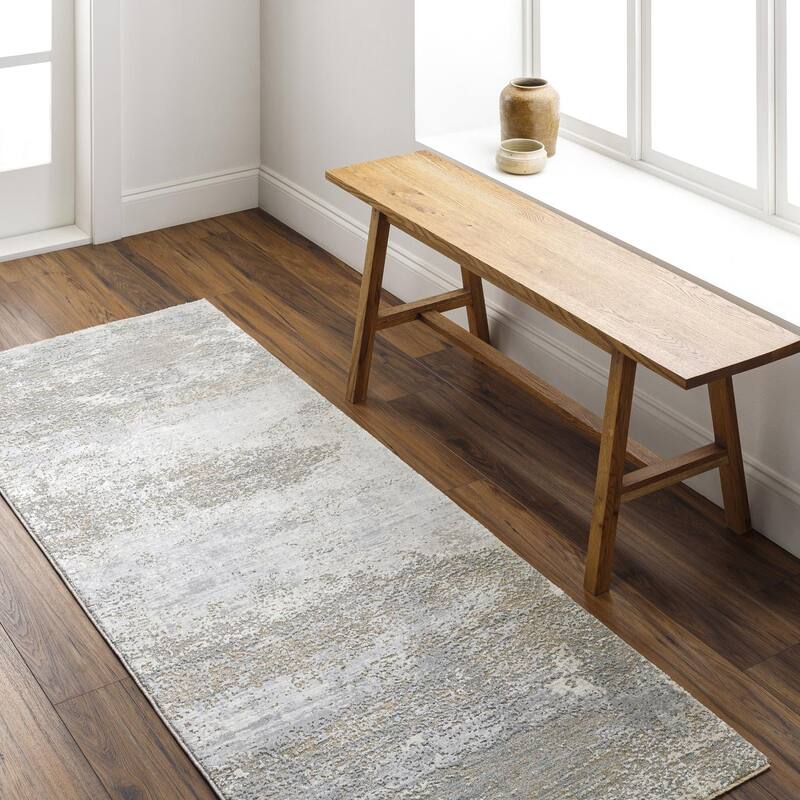 Livabliss Transitional Brunswick Abstract Area Rug - 2'7" x 10' - Ivory/Grey