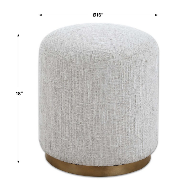 Copper Grove Off-white Brass Base Round Ottoman Stool.