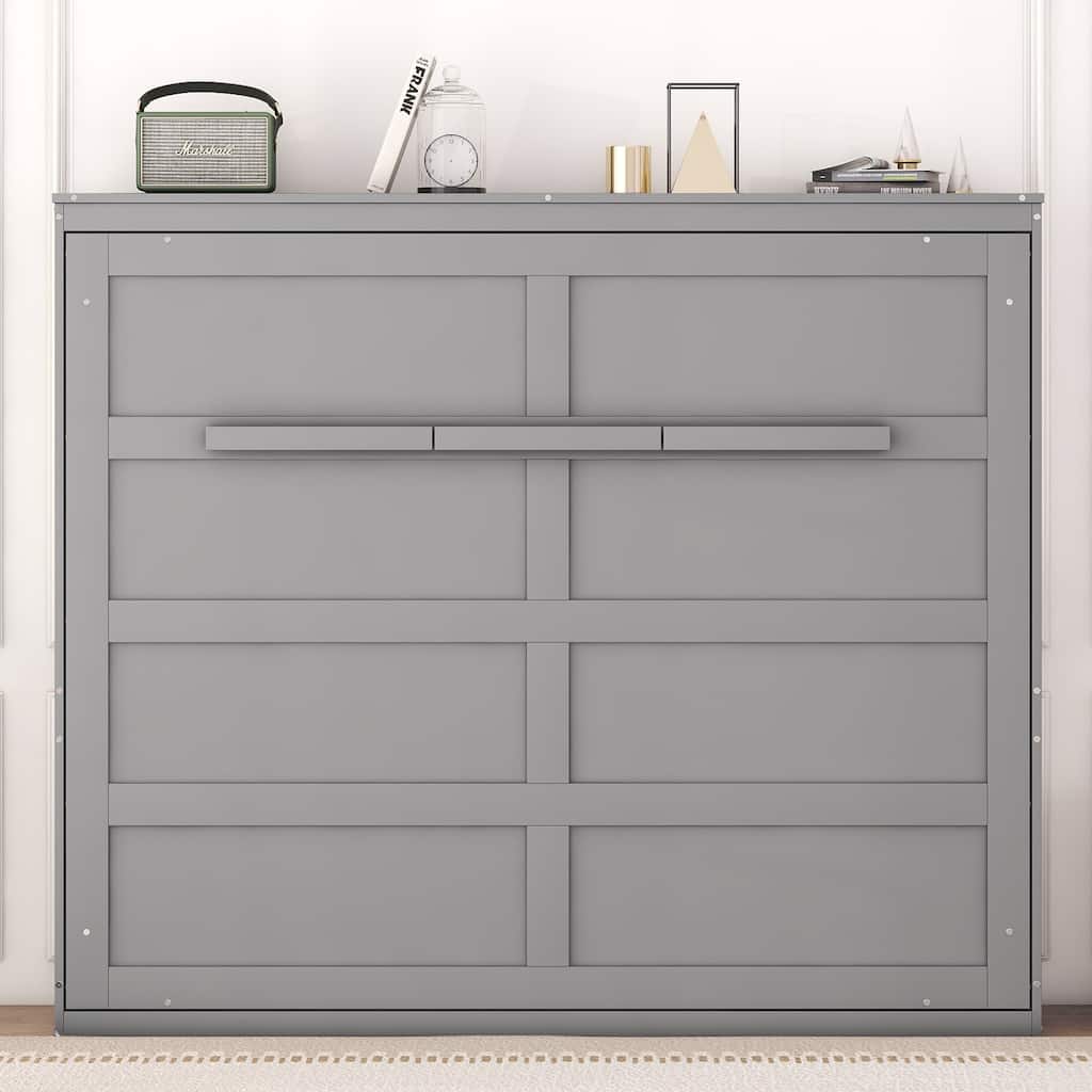 Wood Murphy Bed Wall Bed, Space Saving Murphy Bed Cabinet with Wood Slats