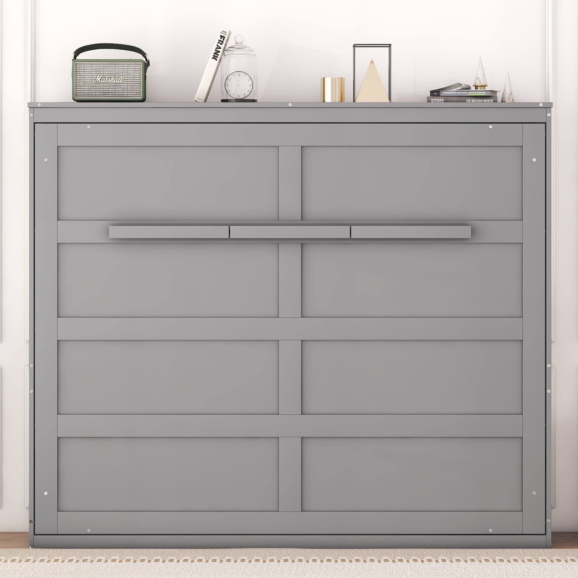 Wood Murphy Bed Wall Bed, Space Saving Murphy Bed Cabinet with Wood Slats