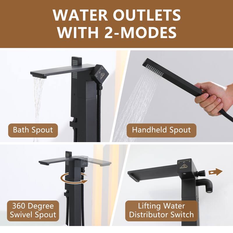 Freestanding Bathtub Faucet With Hand Shower Tub Faucets Floor Mount Tub Filler