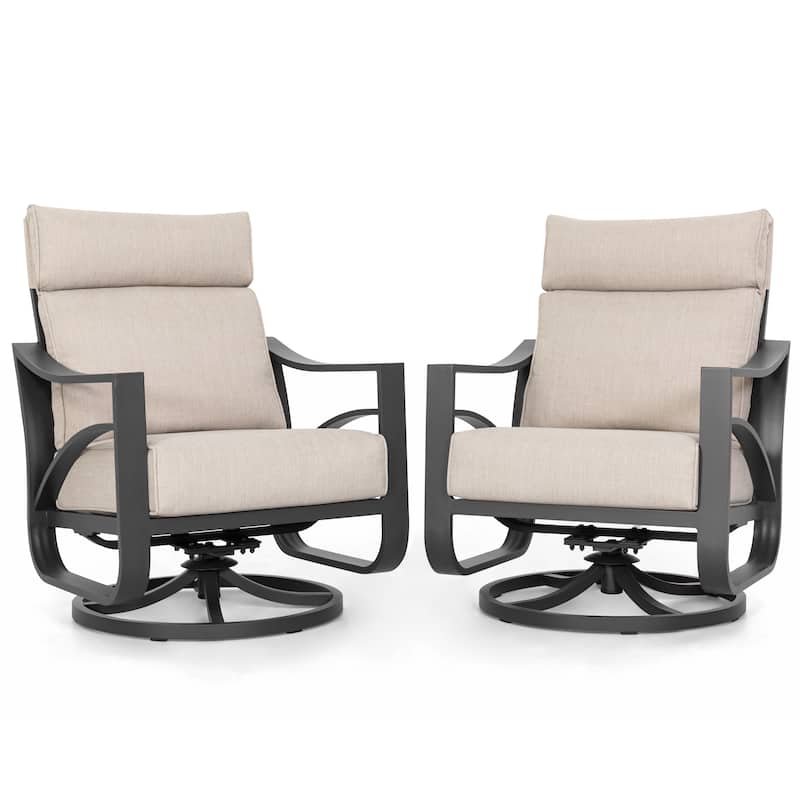 2-Piece Swivel Rocking Sofa Chairs with 5.2” Thick Cushions - Beige