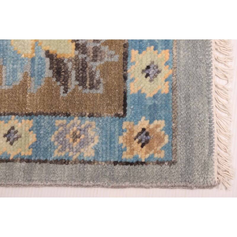 ECARPETGALLERY Hand-knotted Modern Oushak Grey, Light Denim Blue Wool Rug - 9'1 x 11'11