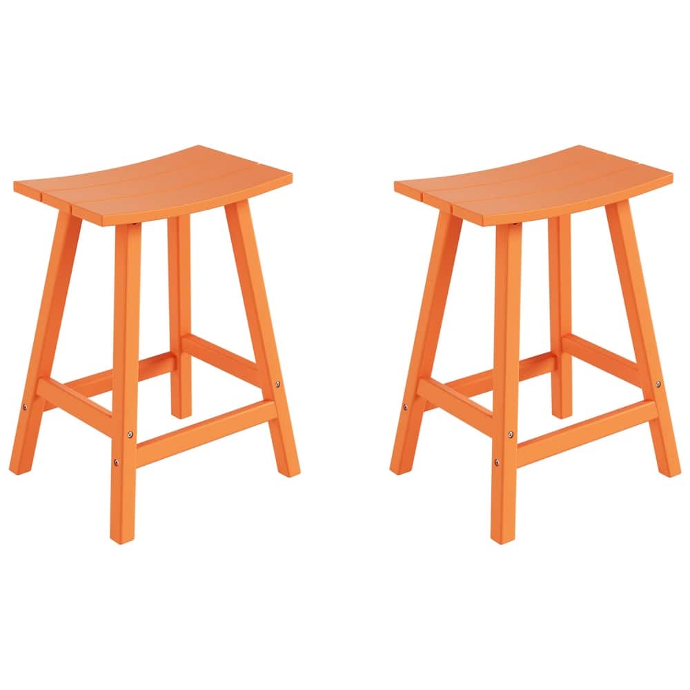 Laguna Hdpe All Weather Outdoor Patio 24" Saddle Seat Counter Stool (Set Of 2)