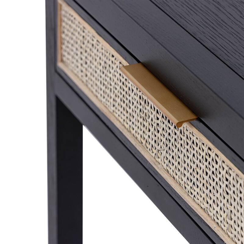 Cane 47" Rattan Writing Desk, Black/ Beige