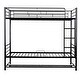 preview thumbnail 5 of 7, Black Metal Bunk Bed with Bottom Shelf and Full-Length Guardrails, Converts to Two Beds