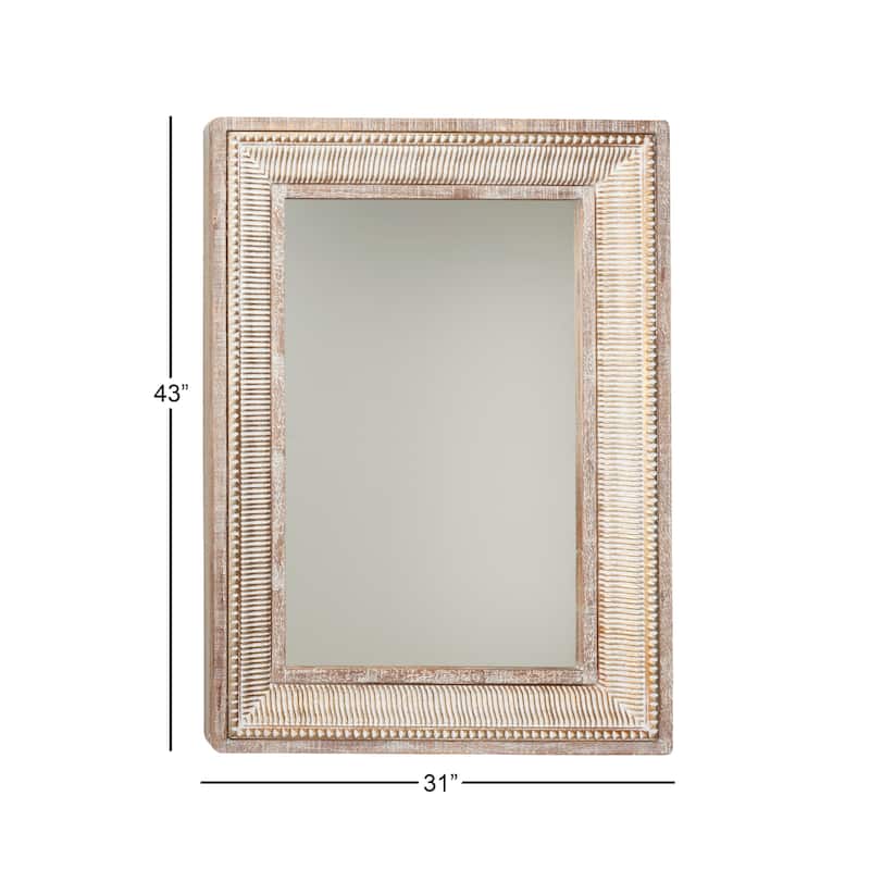 Metal Intricately Carved Wall Mirror - Brown - Roche River Decor - 2"W x 31"L x 43"H
