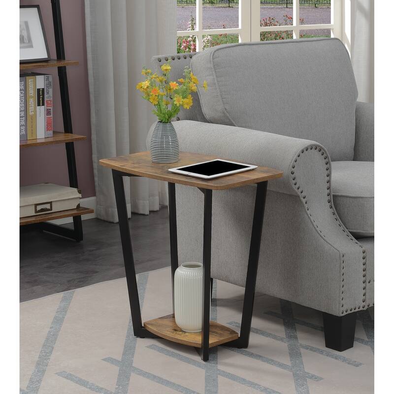 Porch & Den Clouet 2-tier Modern End Table - Barnwood/Black