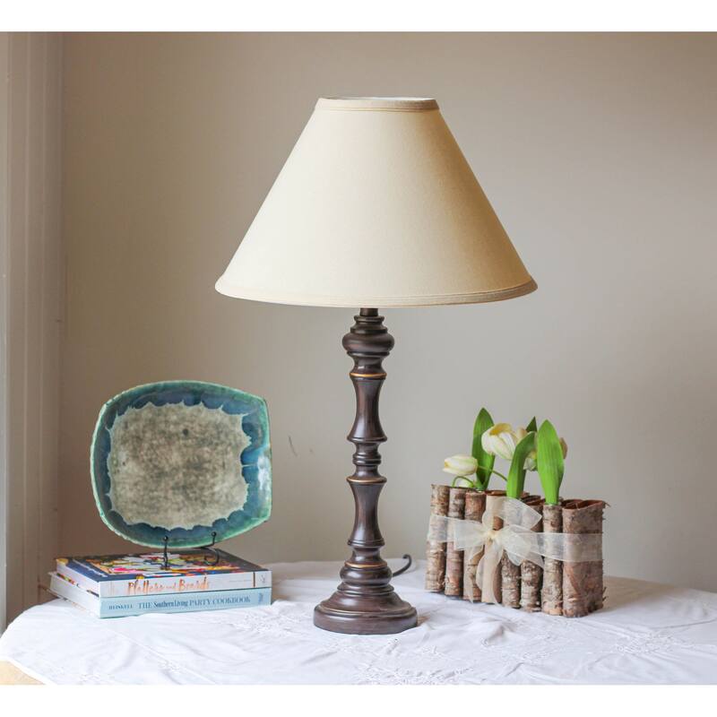 Deep Cone Hardback Lampshade with Washer Fitter, Beige Color Fabric Lampshade for Table Lamps, Natural Linen