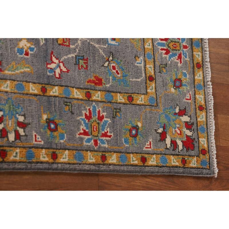 All-Over Gray Kazak Oriental Accent Rug Hand-Knotted Wool Carpet - 3'4"x 5'0"