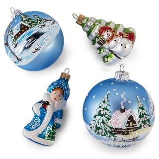 Set of 4 Forest Fairy Tale Glass Christmas Ornaments - Bed Bath ...