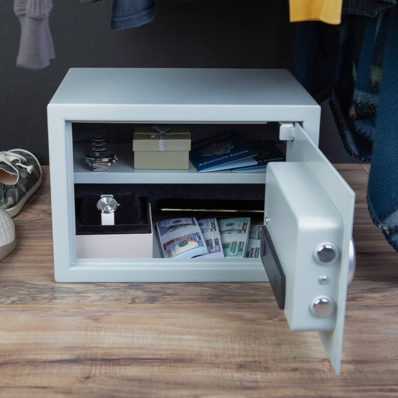 Electronic Digital Safe - Dual Entry Lock Box with 2 Override Keys - Home Safe for Medicine, Jewelry, Handguns by Stalwart