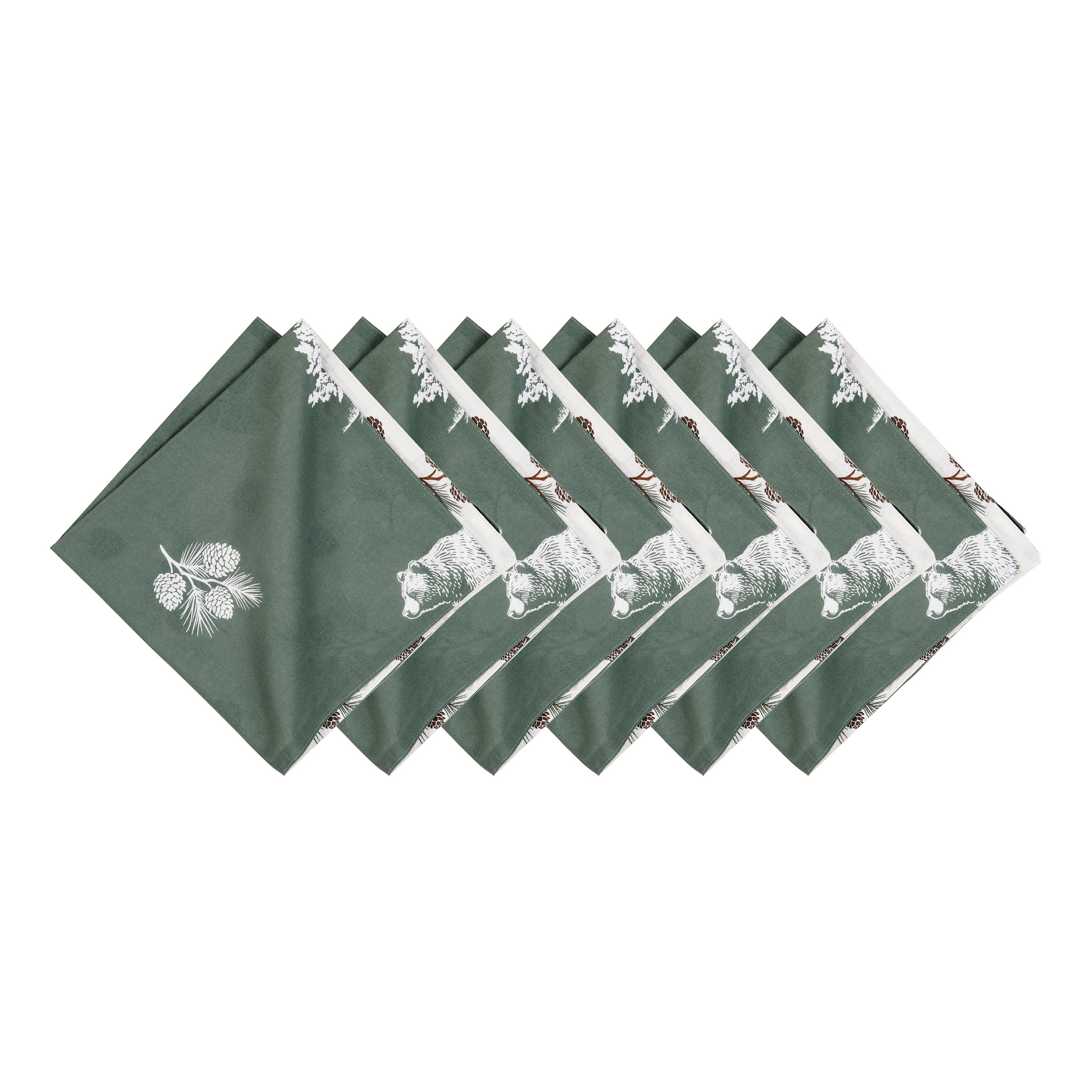 Fernwood Forest Botanical 100% Cotton Set of 6 Cloth Napkins