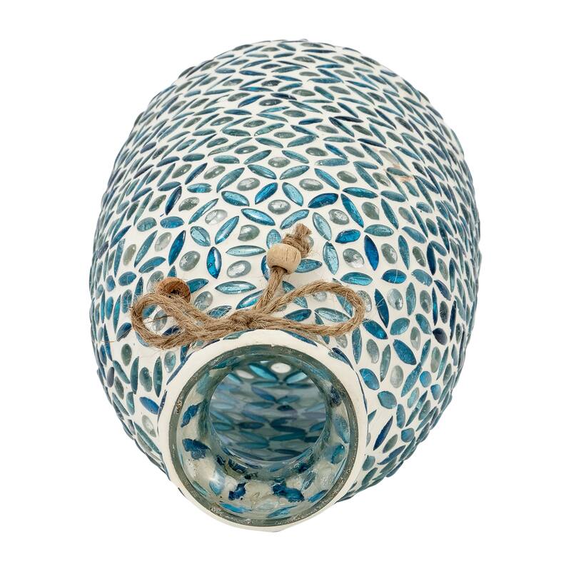 Sagebrook Home Coastal Blue Glass Mosaic Vase