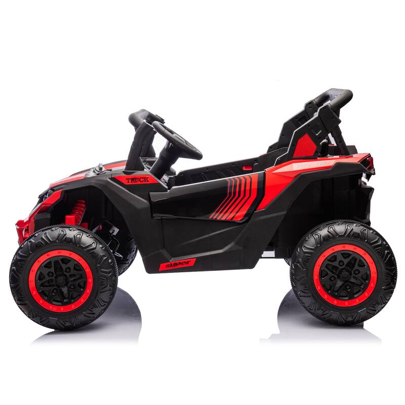 Electric Vehicle for Kids with Parent Remote Control, Ride on Car with Seat Belt, Off-Road Vehicle with Battery Indicator, Red