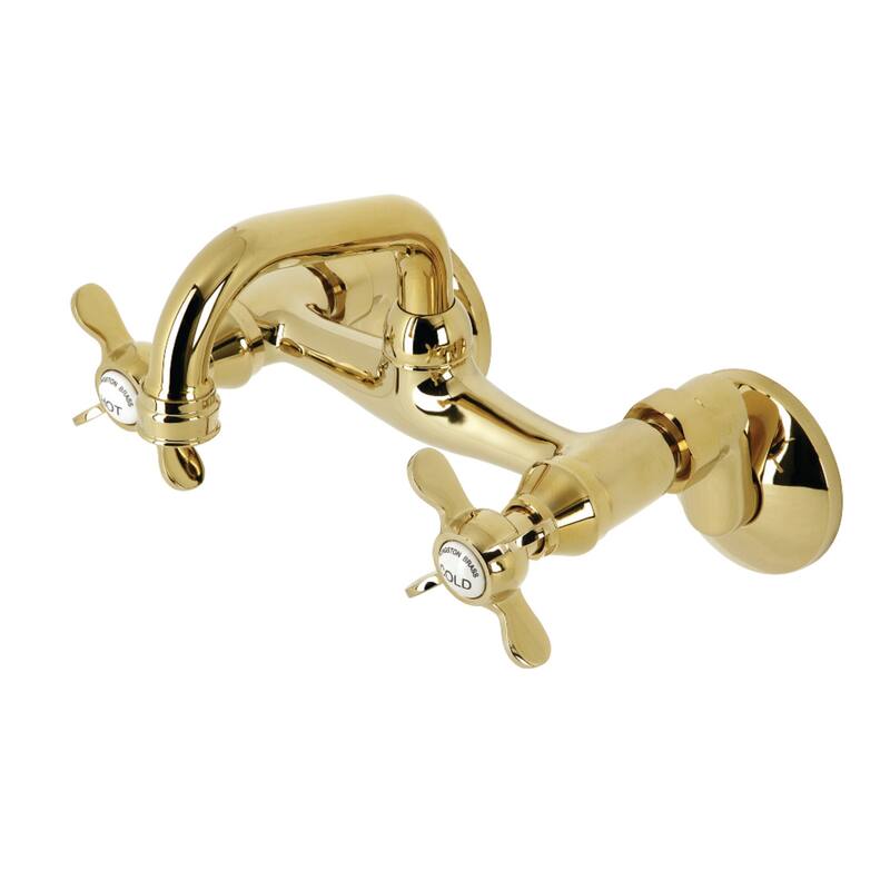 Kingston Two-Handle Wall Mount Bar Faucet - Polished Brass