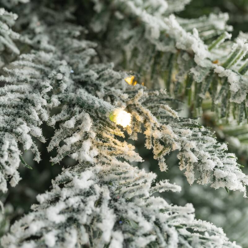 Glitzhome Pre-Lit Flocked Pencil Spruce Artificial Christmas Tree with Warm White Lights