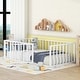preview thumbnail 12 of 30, Twin Size Metal Floor Bed Frame with Fence & Door, for Kids White - Twin