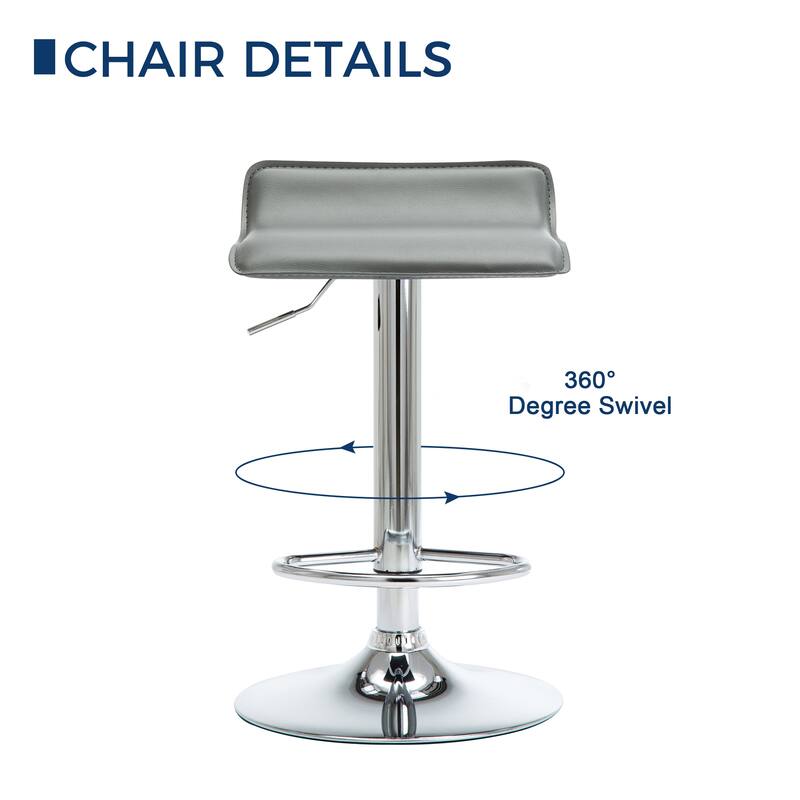 Faux Leather Upholstered Adjustable Barstools Airlift Counter Bar Pub Height Stools Set of 2