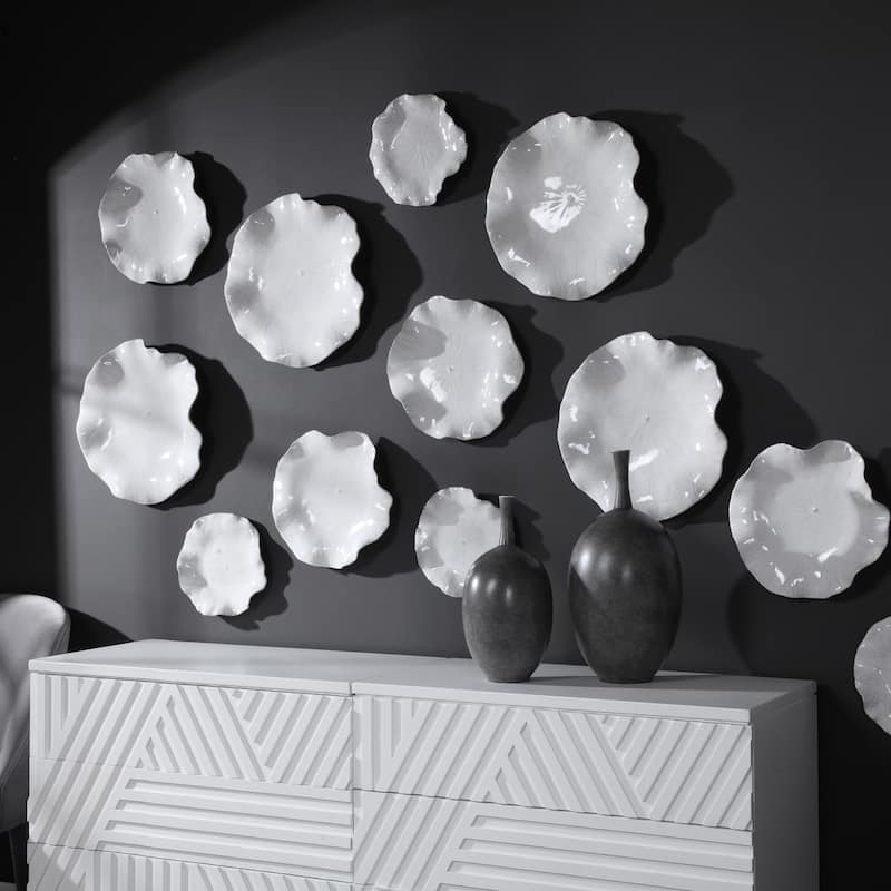 Uttermost Abella White Ceramic Wall Decors (Set of 3)